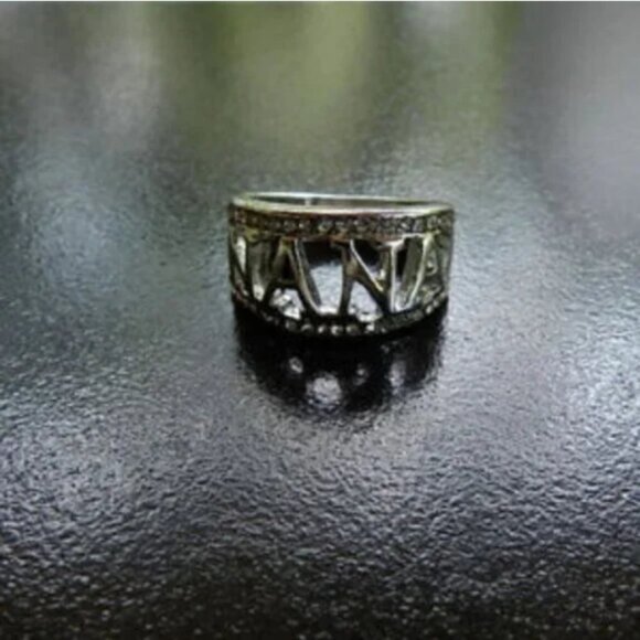 BOHO CHIC Jewelry - Nana Rhinestone Ring • Sparkling Silver Plated Grandmother & Nana Gift • Sz 6.5